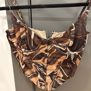 White Fox Boutique Brown and Tan Top